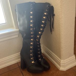 JustFab Eliza Lace-up Heeled Boot
